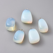 Opalite Pendants, with Platinum Tone Brass Findings, Nuggets, 23~30x13~22x12~20mm, Hole: 5x3mm(G-k302-B23)