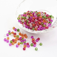Baking Painted Crackle Glass Beads, Christmas Mix, Round, Mixed Color, 4~4.5x4mm, Hole: 1mm, about 400pcs/bag(DGLA-X0006-4mm-09)