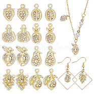 16Pcs 8 Style Rack Plating Alloy Charms, with Crystal 
Rhinestone, Cadmium Free & Nickel Free & Lead Free, Pomegranate & Strawberry & Grape, Light Gold, 13~17x8~11.5x6~8mm, Hole: 1.2~1.4mm, 2pcs/style(FIND-CA0006-28)