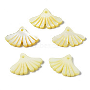 Natural Freshwater Shell Pendants, Dyed, Ginkgo Leaf, Pale Goldenrod, 12x17.5x2mm, Hole: 1.2mm(SHEL-N026-163F)