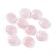 Natural Rose Quartz Cabochons, Faceted, Square, 11x11x4.5mm(G-G835-C01-10)