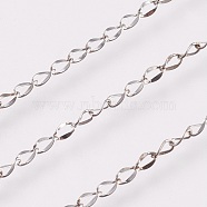 304 Stainless Steel Twisted Chain Curb Chains, with Spool, Soldered, Stainless Steel Color, 4x2x1mm, about 32.8 Feet(10m)/roll(CHS-K008-15B)
