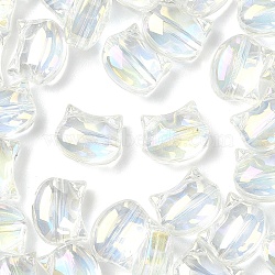 1 Strand Electroplate Glass Beads Strands, AB Color Plated, Cat Shape, Clear AB, 10.5x8x5mm, Hole: 1.1mm, about 65pcs/strand, 25.20 inch(64cm)(EGLA-YW0005-33)