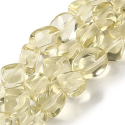 Glass Beads Strands, Nuggets, Irregularity, Yellow, 7~15x6~10x5.5~8mm, Hole: 1mm, about 47~49pcs/strand, 15.55~15.94''(39.5~40.5cm)(G-B078-D14-01)