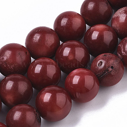 Sea Bamboo Coral(Imitation Coral) Beads Strands, Dyed, Round, Dark Red, 12.5~14.5mm, Hole: 0.7mm, about 30pcs/Strand, 15.75 inch(CORA-T011-10)