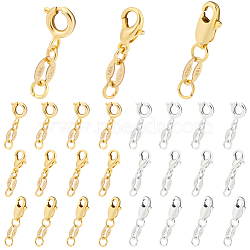 PandaHall Elite 24Pcs 6 Styles Brass Spring Ring Clasps, with Alloy & Brass Lobster Claw Clasps, Mixed Color, 17~19mm, 4pcs/style(FIND-PH0009-98)