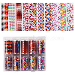 10rolls Nail Art Transfer Stickers, Nail Decals, for DIY Nail Tips Decoration, Heart Pattern, Mixed Color, 40mm, 1m/roll(MRMJ-R090-42)