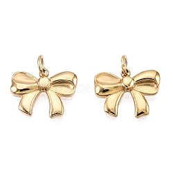 Ion Plating(IP) 304 Stainless Steel Charms, with Jump Ring, Bowknot, Golden, 9.5x12x2mm, Hole: 2.4mm(X-STAS-H100-20G)