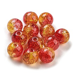 Transparent Spray Painting Crackle Glass Beads, Round, Yellow, 8mm, Hole: 1.6mm, 300pcs/bag(GLAA-L046-01B-41)