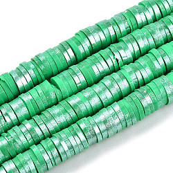 Handmade Polymer Clay Beads Strands, Pearlized, Disc/Flat Round, Heishi Beads, Medium Sea Green, 6mm, Hole: 1.5mm, 15.75''(40cm)(CLAY-CJC0015-01F)