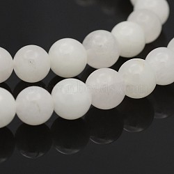 Natural Round White Jade Bead Strands, 8mm, Hole: 1mm, about 49pcs/strand, 15.7 inch(G-P070-01-8mm)