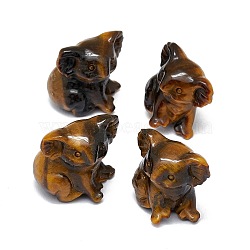 Natural Tiger Eye Sculpture Display Decorations, for Home Office Desk, Koala, 24~27x26~30.5x29~30mm(G-F719-57F)