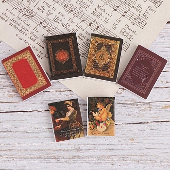 Mini Book, Micro Landscape Home Dollhouse Accessories, Pretending Prop Decorations, Mixed Color, 33x23x8mm, 6pcs/set