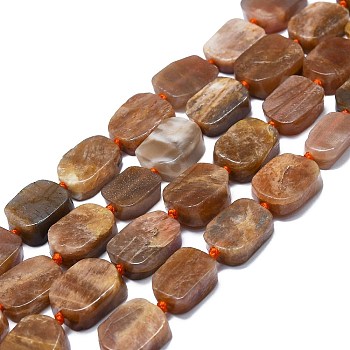 Natural Sunstone Beads Strands, Rectangle, 15~17x10~13x5~7mm, Hole: 1mm, about 22pcs/strand, 15.94''(40.5cm)