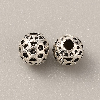 Tibetan Style Alloy Bead, Rondelle, Antique Silver, 6x6mm, Hole: 1.8mm, 100pcs/bag