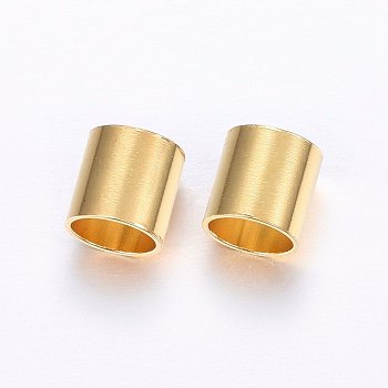 304 Stainless Steel Tube Beads, Golden, 8x8mm, Hole: 7mm