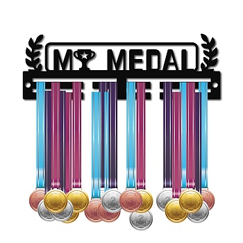 Acrylic Medal Holder, Medals Display Hanger Rack, with Hanger Hooks, Medal Holder Frame, Rectangle with Word MY MEDAL, Black, 96x290x10mm