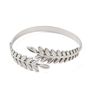 304 Stainless Steel Greek Roman Laurel Leaf Cuff Bangles, Jewelry for Women, Stainless Steel Color, Inner Diameter: 2 inch(5.05cm)