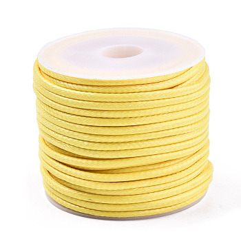 Waxed Polyester Cords, for Jewelry Making, Yellow, 2mm, about 10m/roll