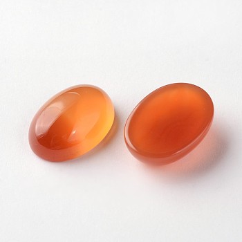Natural Agate Oval Cabochons, Orange Red, 18x13x6mm