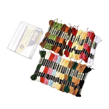 50 Skeins 25 Colors 6-Ply Polyester Embroidery Floss, Cross Stitch Threads, Mixed Color, 0.5mm, 8m/skein, 2 skeins/color
