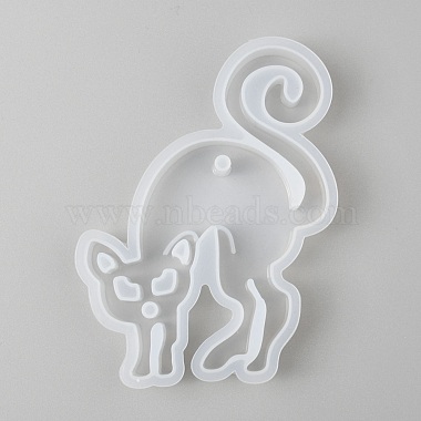 Halloween bricolage pendentif en forme de chat moules en silicone(DIY-P006-40)-2