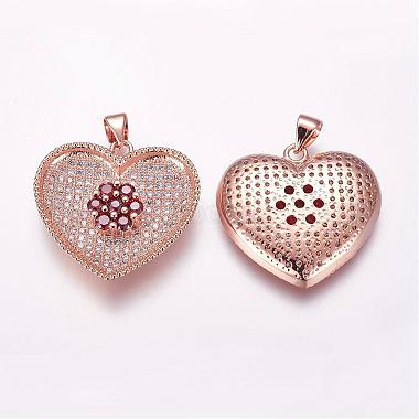Rose Gold Heart Brass+Cubic Zirconia Pendants