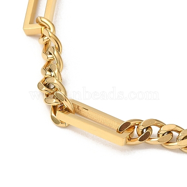 304 Stainless Steel Rectangle Link Chain Necklaces(NJEW-H024-05G)-2