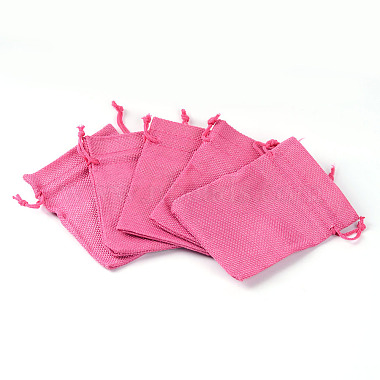 Polyester Imitation Burlap Packing Pouches Drawstring Bags(X-ABAG-R005-9x12-08)-2