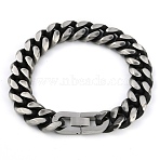304 Stainless Steel Cuban Link Chain Bracelets for Men, Antique Silver, 8-3/4 inch(22.3cm)(BJEW-B102-08AS)