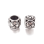 304 Stainless Steel Beads, Large Hole Beads, Rondelle, Antique Silver, 12x9.5mm, Hole: 7mm(STAS-D175-04AS)