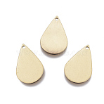 Brass Pendants, teardrop, Brushed Antique Bronze, 22x14x0.8mm, Hole: 1mm(KK-E719-05AB)