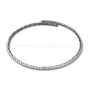 Rack Plating Brass Cubic Zirconia Elasticity Necklaces, Cadmium Free & Lead Free, Long-Lasting Plated, Gunmetal, 14.96 inch(380mm)(NJEW-S425-01B)