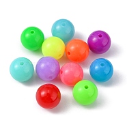 Fluorescent Acrylic Beads, Round, Mixed Color, 12mm, Hole: 2mm, about 500pcs/500g(MACR-R517-12mm-M)