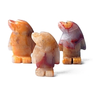Natural Color Jade Carved Healing Penguin Figurines, Reiki Energy Stone Display Decorations, 27x18mm(PW-WG12060-06)