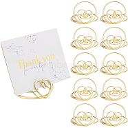 Iron Place Card Holders, Memo Holders, for Restaurants, Wedding, Office, Round with Heart, Golden, 50.5x38.5mm(AJEW-WH0318-02G)