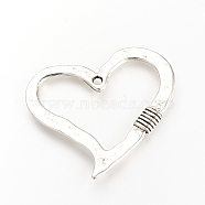 Tibetan Style Alloy Pendants, Hollow Heart, Cadmium Free & Nickel Free & Lead Free, Antique Silver, 62x60x5.5mm, Hole: 4mm, about 60pcs/1000g(TIBE-S303-36AS-NR)