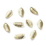 Brass Charms, Long-Lasting Plated, Leaf, Real 24K Gold Plated, 7x4x1mm, Hole: 1mm(X-KK-H739-06G)