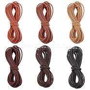 Elite 30 Yards 6 Colors Cowhide Leather Cord, Round, Mixed Color, 2mm, 5 yards/color(WL-PH0004-23A)