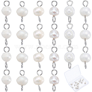 Natural Cultured Freshwater Pearl Potato Connector Charms, with Platinum Tone 304 Stainless Steel Double Loops, Floral White, 10mm, Hole: 2mm, 30pcs/box(PALLOY-SC00013)