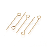 304 Stainless Steel Eye Pins, Golden, 20x0.6mm, Hole: 2mm(X-STAS-L238-005I-G)