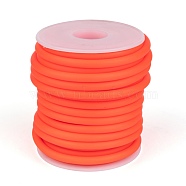 Synthetic Rubber Cord, Hollow, with White Plastic Spool, Orange Red, 5mm, Hole: 3mm, about 10.93 yards(10m)/roll(RCOR-R001-5mm-06)