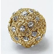 Rhinestone Beads, Alloy, Grade A, Round, Golden Color, Size: about 8mm in diameter, hole: 1.5mm(X-BSAKH044-G)