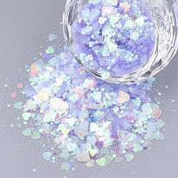 Ornament Accessories, PVC Plastic Paillette/Sequins Beads, No Hole/Undrilled Beads, Mixed Shapes, Lilac, 1~5x1~5x0.1mm(PVC-T005-064B)