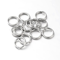 Eco-Friendly PVD Vacuum Plating & Long-Lasting Plated Brass Open Jump Rings, Round, Platinum, 21 Gauge, 4x0.7mm, Inner Diameter: 2.4mm(KK-E663-4mm-P)