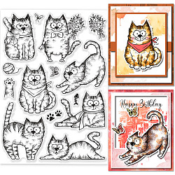 PVC Stamps, for DIY Scrapbooking, Photo Album Decorative, Cards Making, Stamp Sheets, Film Frame, Cat Shape, 21x14.8x0.3cm(DIY-WH0371-0118)