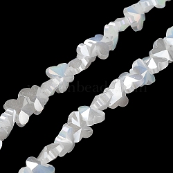 Electroplate Butterfly Glass Beads Strands, Faceted, AB Color Plated, White, 8x10x5.5mm, Hole: 1.2mm, about 100pcs/strand, 29.13''(74cm)(EGLA-A036-08A-AB06)