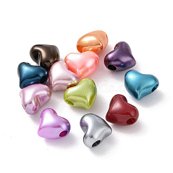 ABS Plastic Imitation Pearl European Beads, Large Hole Beads, Heart, Mixed Color, 19.5x24x11.5mm, Hole: 5.4mm, about 155pcs/500g(KY-F019-01)