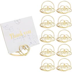 Iron Place Card Holders, Memo Holders, for Restaurants, Wedding, Office, Round with Heart, Golden, 50.5x38.5mm(AJEW-WH0318-02G)