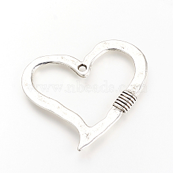 Tibetan Style Alloy Pendants, Hollow Heart, Cadmium Free & Nickel Free & Lead Free, Antique Silver, 62x60x5.5mm, Hole: 4mm, about 60pcs/1000g(TIBE-S303-36AS-NR)